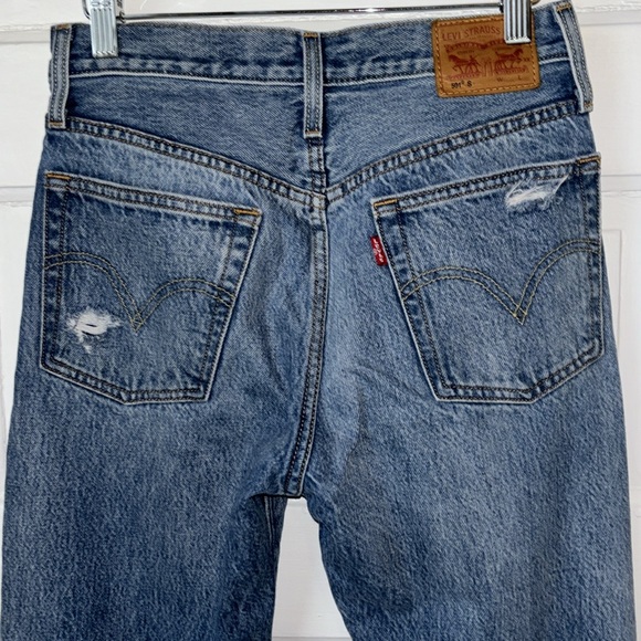 LEVI’S 501 SKINNY MEDIUM WASH DISTRESSED JEANS - Picture 8 of 16